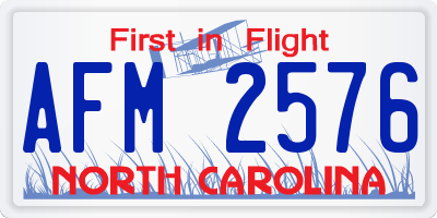 NC license plate AFM2576
