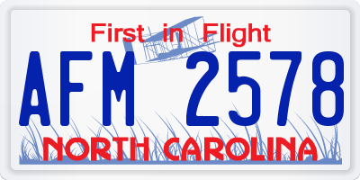 NC license plate AFM2578