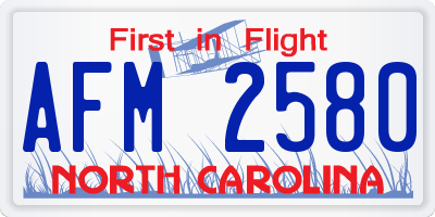 NC license plate AFM2580