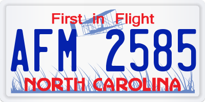NC license plate AFM2585