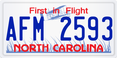 NC license plate AFM2593