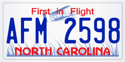 NC license plate AFM2598