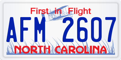 NC license plate AFM2607