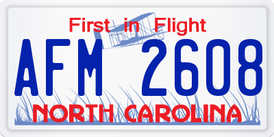 NC license plate AFM2608