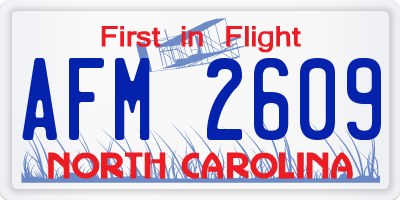 NC license plate AFM2609