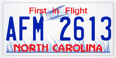 NC license plate AFM2613