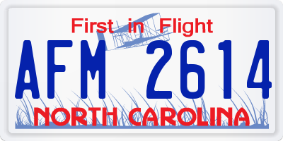 NC license plate AFM2614