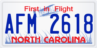 NC license plate AFM2618