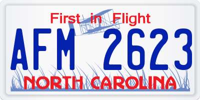 NC license plate AFM2623
