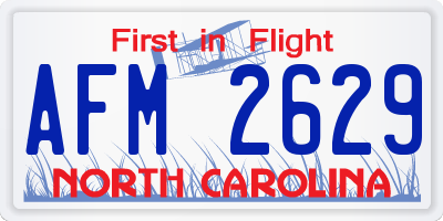 NC license plate AFM2629