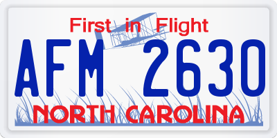 NC license plate AFM2630