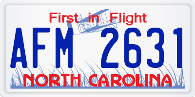 NC license plate AFM2631