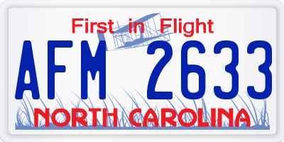 NC license plate AFM2633