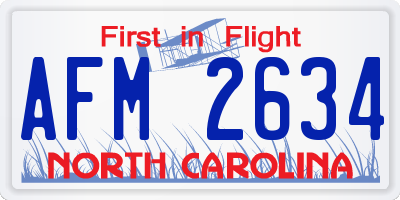 NC license plate AFM2634
