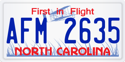 NC license plate AFM2635