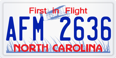 NC license plate AFM2636