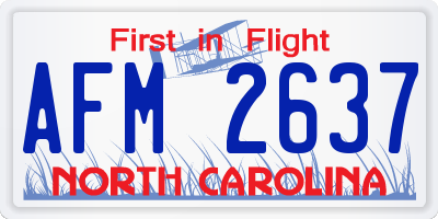 NC license plate AFM2637