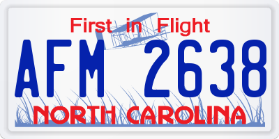 NC license plate AFM2638