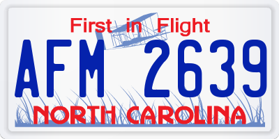 NC license plate AFM2639
