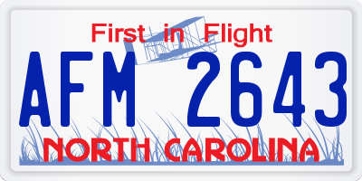 NC license plate AFM2643