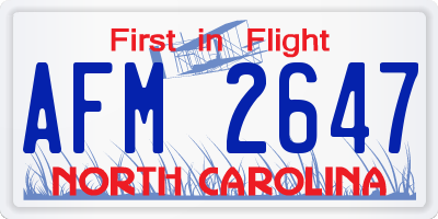NC license plate AFM2647