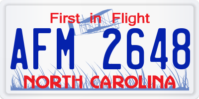 NC license plate AFM2648