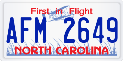 NC license plate AFM2649
