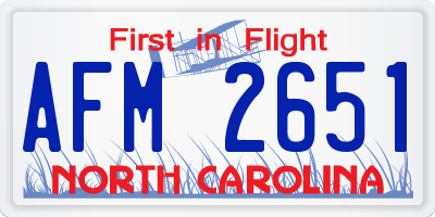 NC license plate AFM2651