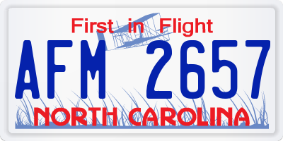NC license plate AFM2657