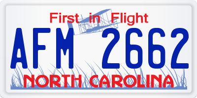 NC license plate AFM2662