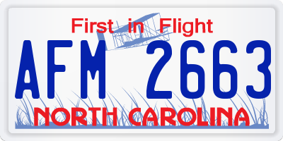 NC license plate AFM2663