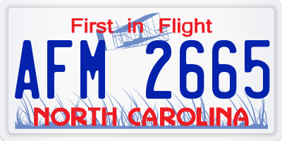 NC license plate AFM2665