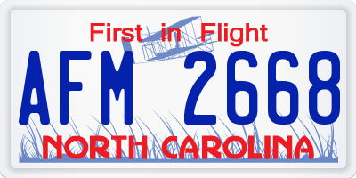 NC license plate AFM2668