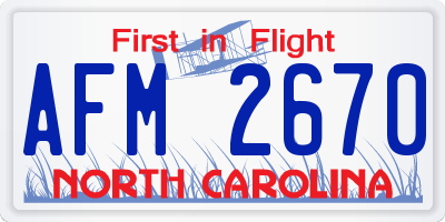 NC license plate AFM2670