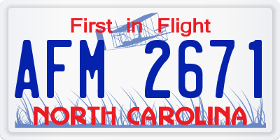 NC license plate AFM2671