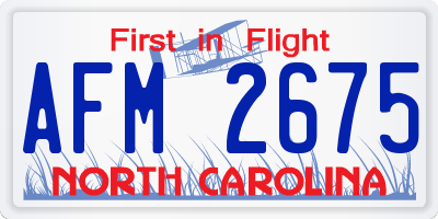 NC license plate AFM2675