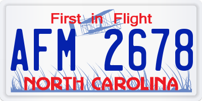 NC license plate AFM2678