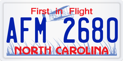 NC license plate AFM2680