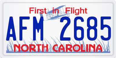 NC license plate AFM2685