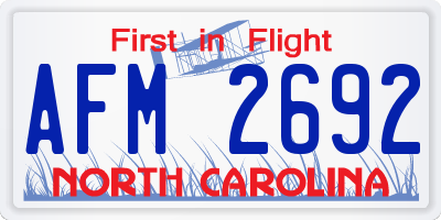 NC license plate AFM2692