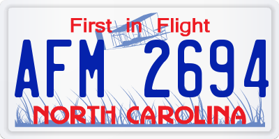 NC license plate AFM2694