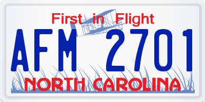 NC license plate AFM2701
