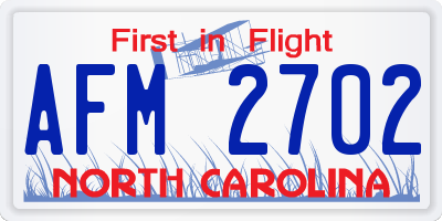 NC license plate AFM2702