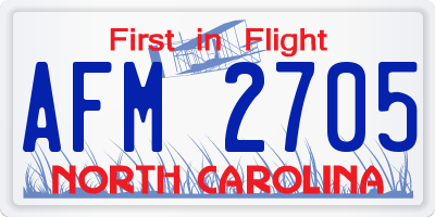 NC license plate AFM2705