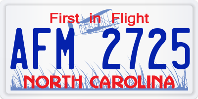 NC license plate AFM2725