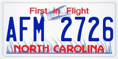 NC license plate AFM2726