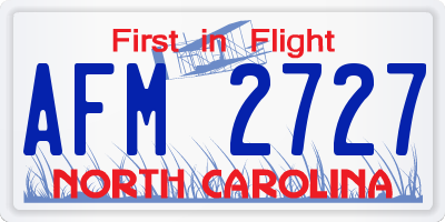 NC license plate AFM2727