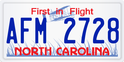 NC license plate AFM2728