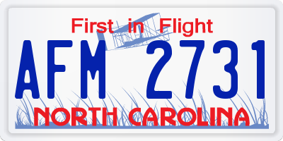 NC license plate AFM2731