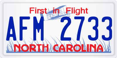 NC license plate AFM2733